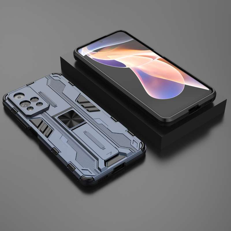 For Xiaomi Redmi Note 11 Pro Supersonic PC + TPU Shock-proof Phone Case with Holder(Silver)