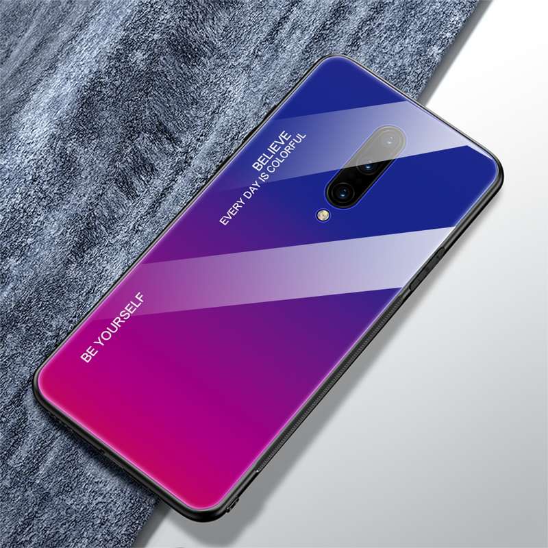 For OnePlus 7 Pro Gradient Color Glass Case(Blue)