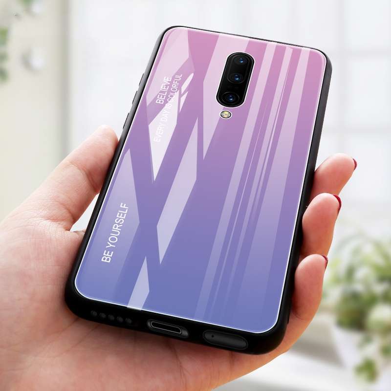 For OnePlus 7 Pro Gradient Color Glass Case(Blue)
