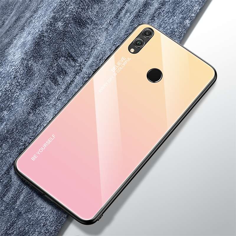 For Huawei Honor 8X Gradient Color Glass Case(Purple)
