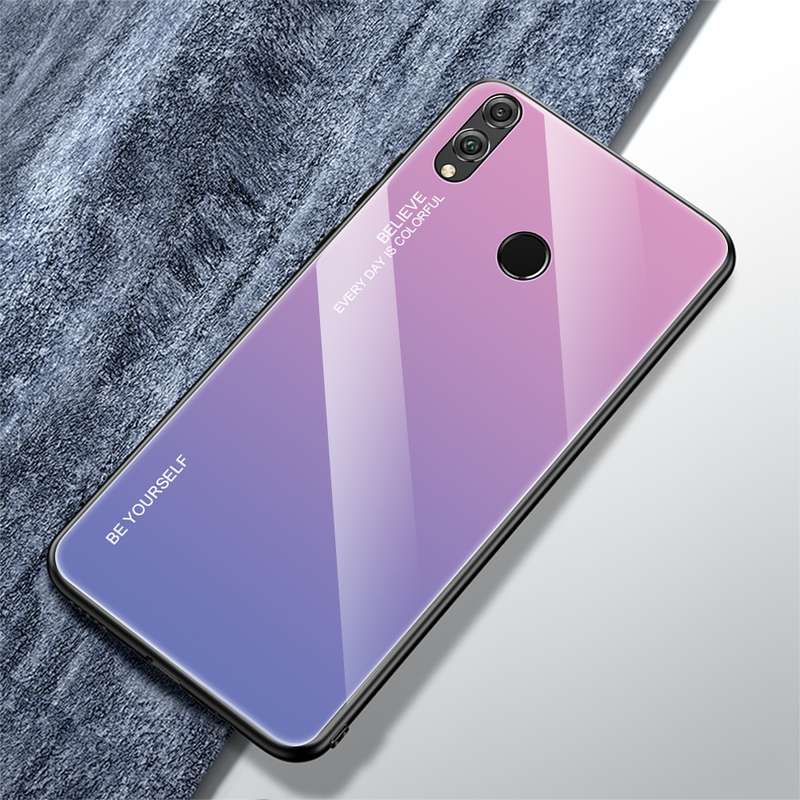 For Huawei Honor 8X Gradient Color Glass Case(Purple)