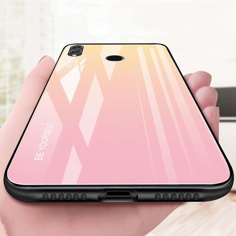 For Huawei Honor 8X Gradient Color Glass Case(Purple)
