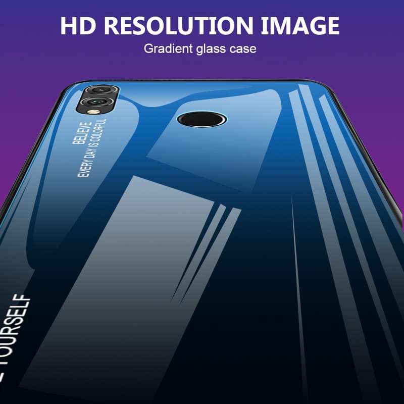 For Xiaomi Redmi Note 7 Gradient Color Glass Case(Purple)