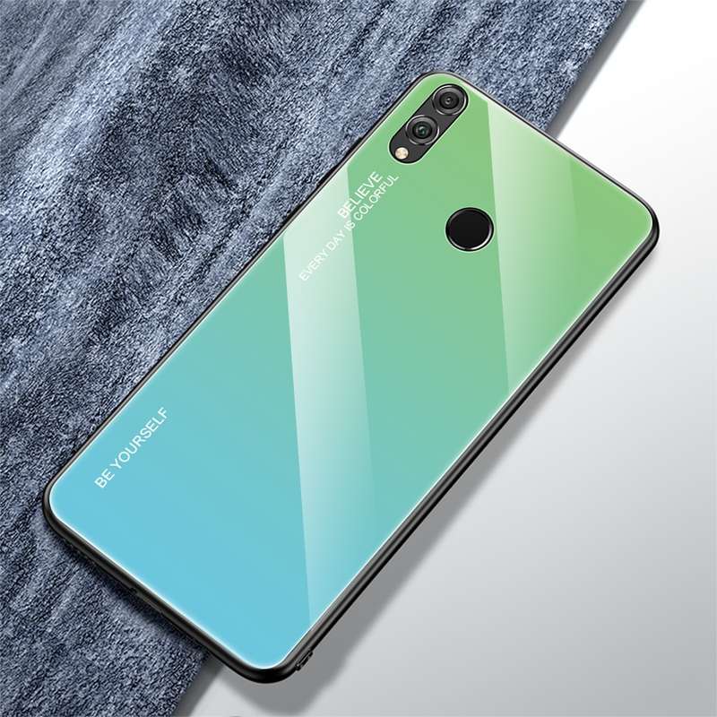 For Huawei Honor 8X Gradient Color Glass Case(Purple)