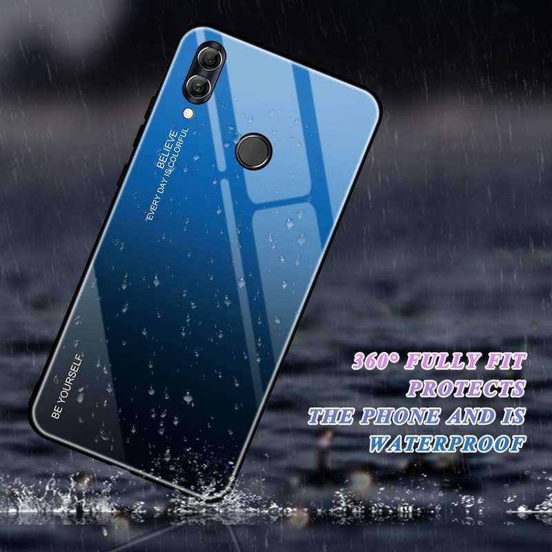 For Huawei Honor 10 Lite Gradient Color Glass Case(Red)