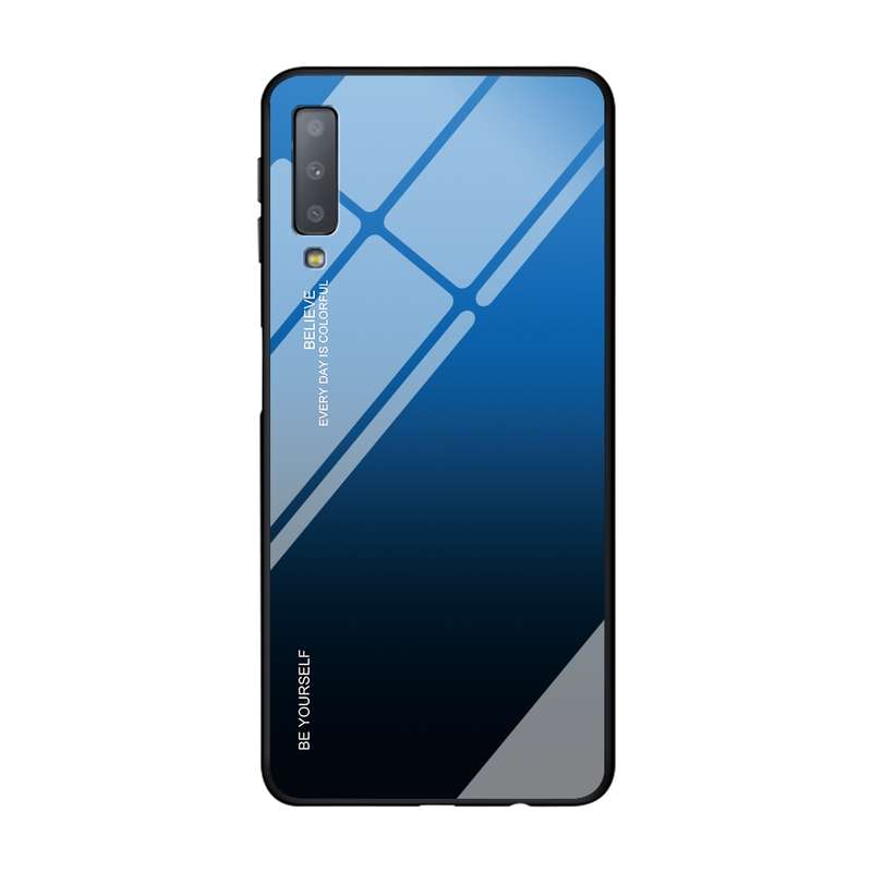 For OPPO A57 / A39 Gradient Color Glass Case(Blue)