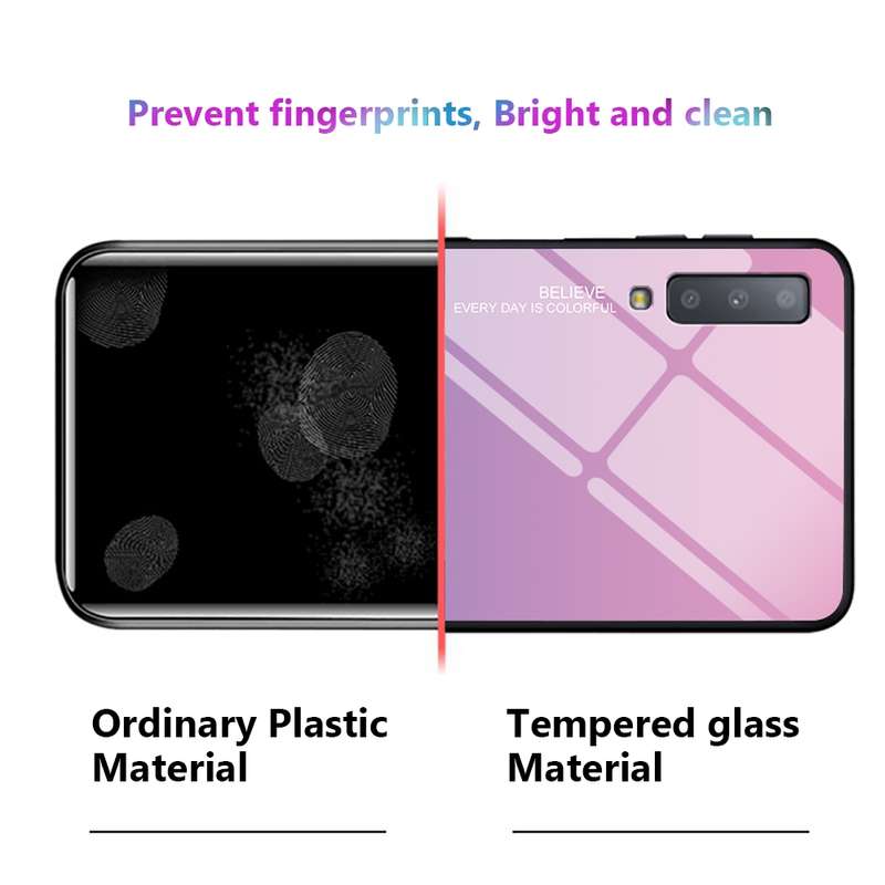 For OPPO A57 / A39 Gradient Color Glass Case(Blue)