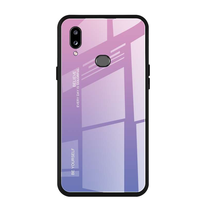 For Galaxy A10s Gradient Color Glass Case(Blue)