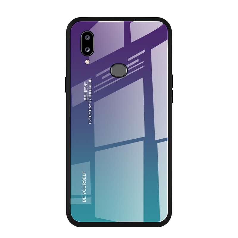 For Galaxy A10s Gradient Color Glass Case(Blue)