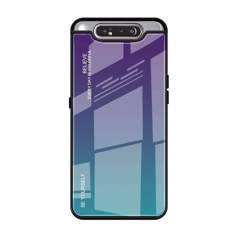 For Galaxy A80 Gradient Color Glass Case(Red)