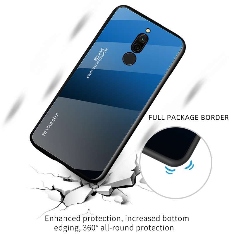For Xiaomi Redmi 8 Gradient Color Glass Case(Purple)