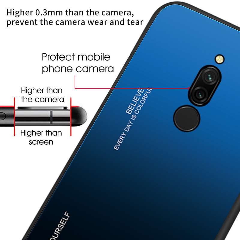 For Xiaomi Redmi 8 Gradient Color Glass Case(Purple)