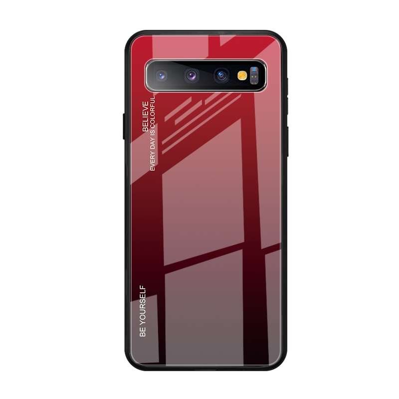 For Galaxy S10 5G Gradient Color Glass Case(Sky Blue)
