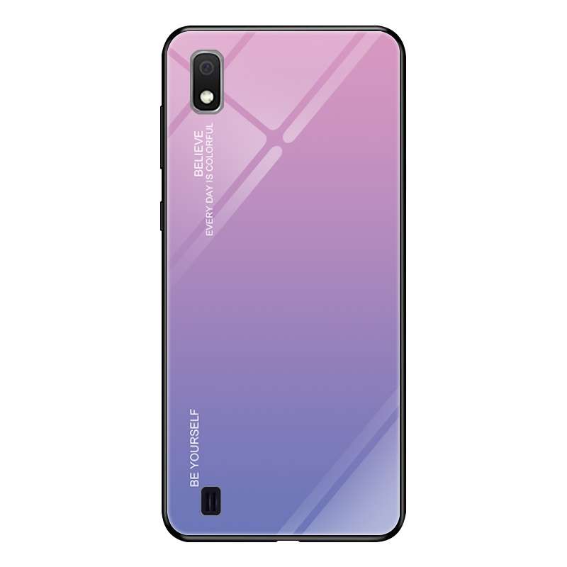 For Galaxy A10 Gradient Color Glass Case(Blue)