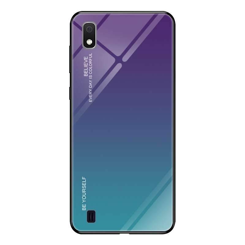 For Galaxy A10 Gradient Color Glass Case(Blue)