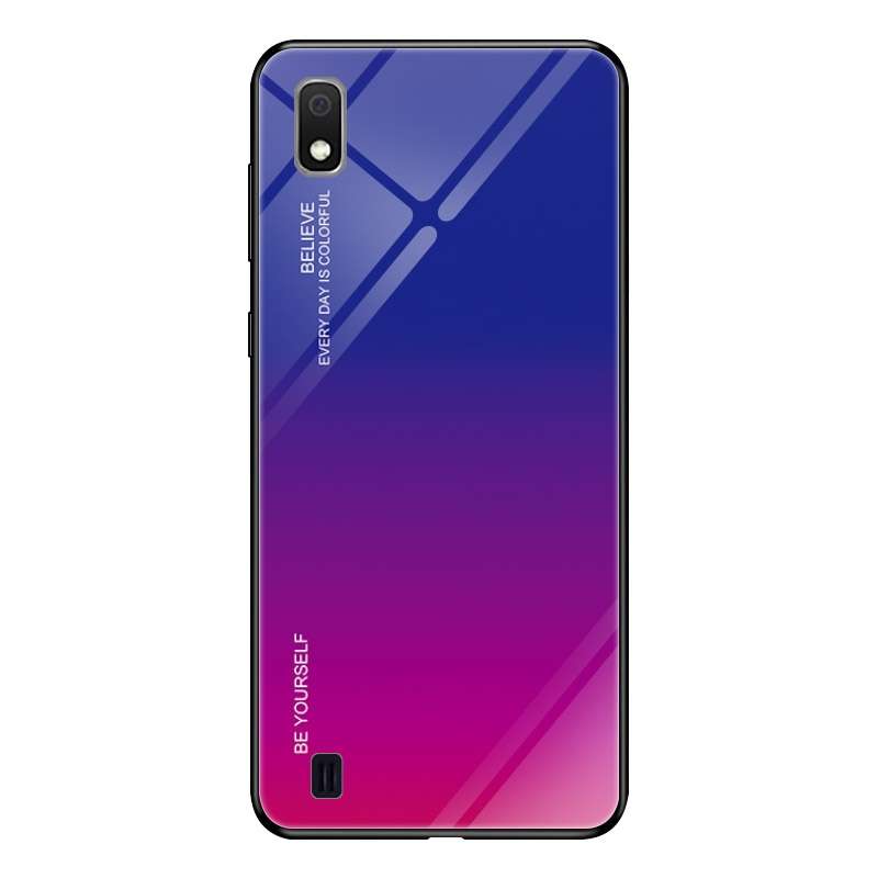 For Galaxy A10 Gradient Color Glass Case(Blue)