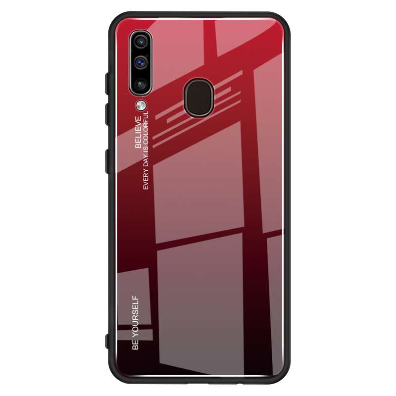 For Galaxy A60 Gradient Color Glass Case(Blue)