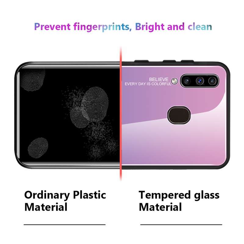 For Galaxy A60 Gradient Color Glass Case(Blue)