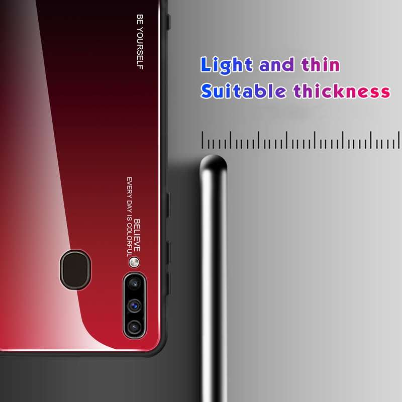 For Galaxy A60 Gradient Color Glass Case(Blue)