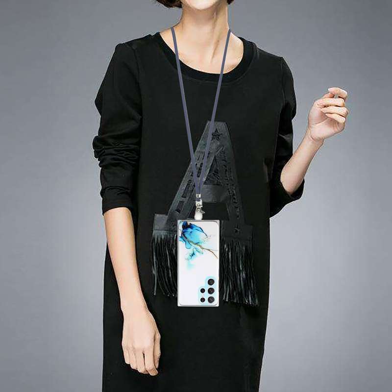 For Samsung Galaxy S22 Ultra 5G Hollow Marble Pattern TPU Shockproof Phone Case with Neck Strap Rope