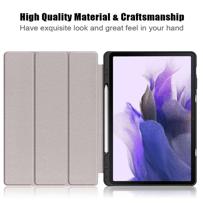 For Samsung Galaxy Tab S7 FE 12.4 Solid Color TPU Horizontal Flip Tablet Leather Case with 3-Fold Ho