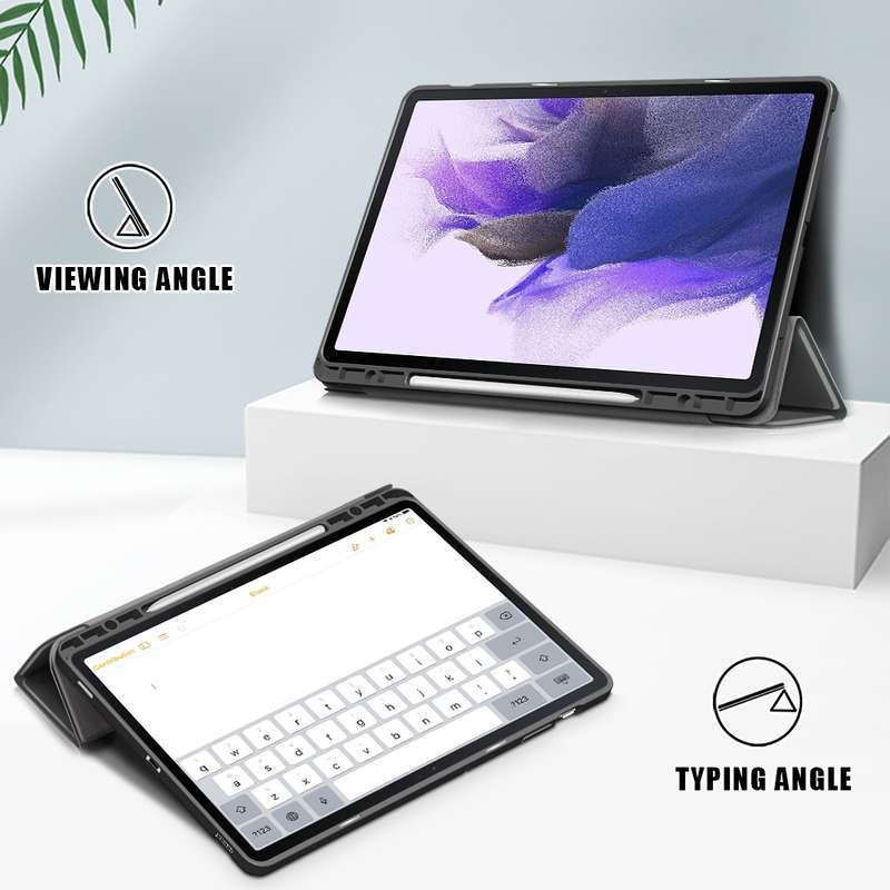 For Samsung Galaxy Tab S7 FE 12.4 Solid Color TPU Horizontal Flip Tablet Leather Case with 3-Fold Ho