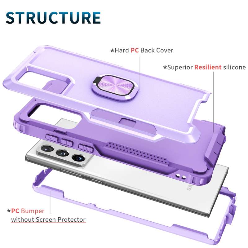 For Samsung Galaxy Note10+ 3 in 1 PC + TPU Phone Case with Ring Holder(Mint Green)