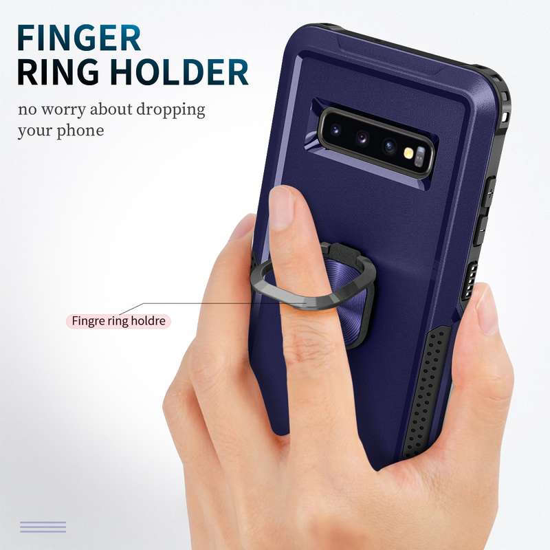 For Samsung Galaxy S10+ 3 in 1 PC + TPU Phone Case with Ring Holder(Pink)