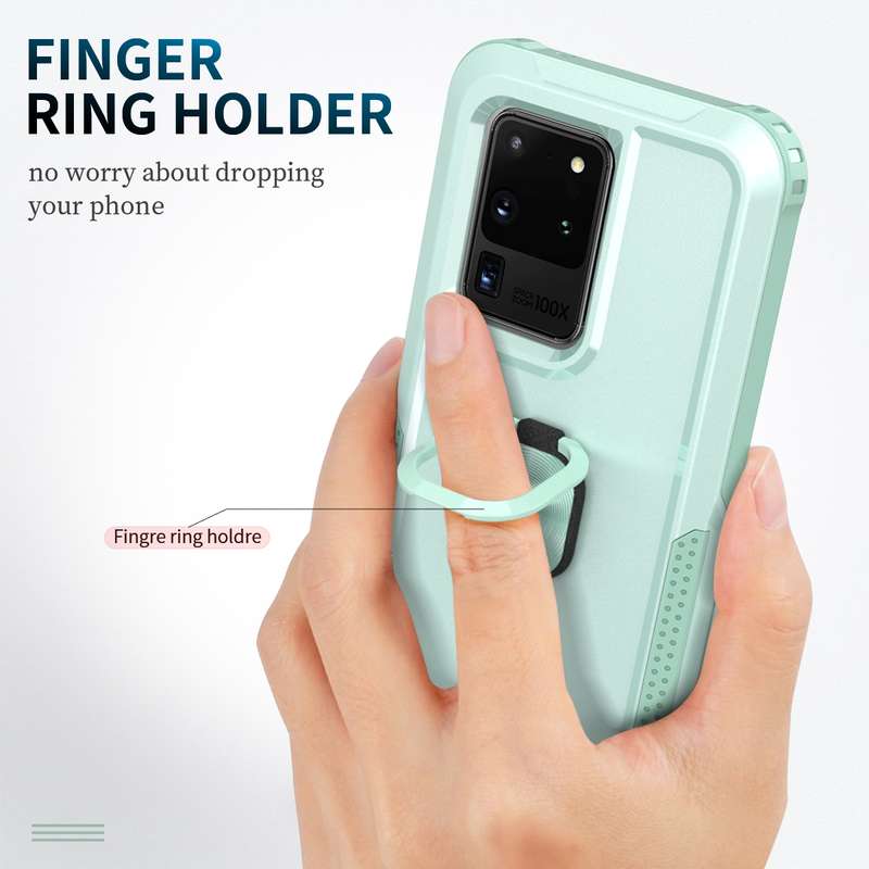For Samsung Galaxy S10+ 3 in 1 PC + TPU Phone Case with Ring Holder(Pink)