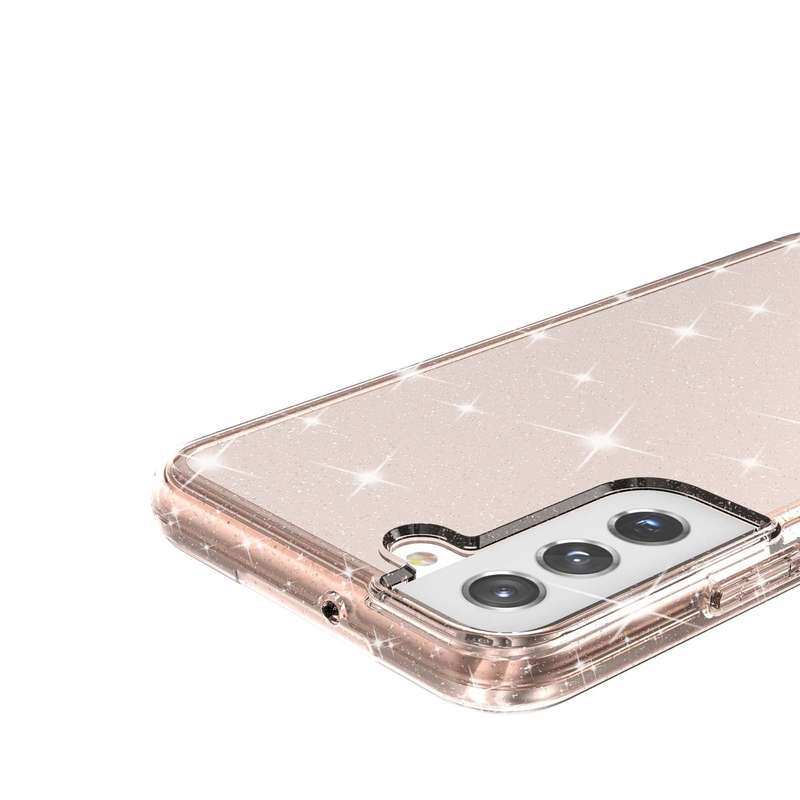 For Samsung Galaxy S22 5G Shockproof Terminator Style Glitter Powder Protective Phone Case(Pink)
