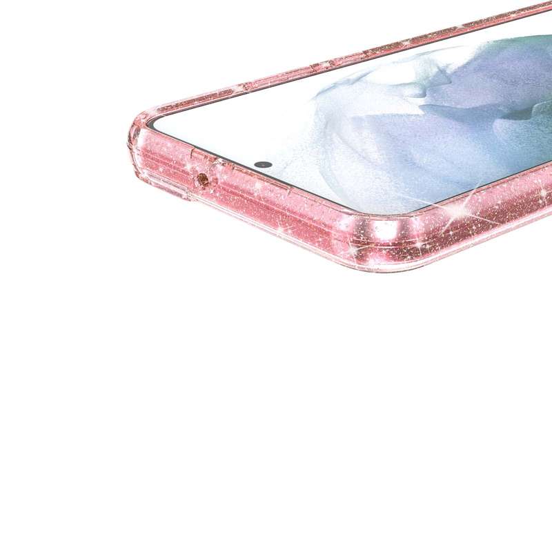 For Samsung Galaxy S22 5G Shockproof Terminator Style Glitter Powder Protective Phone Case(Pink)