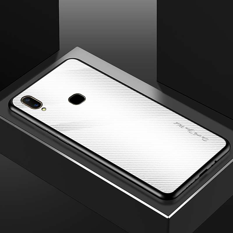 For Vivo V11 Texture Gradient Glass Protective Case(Blue)