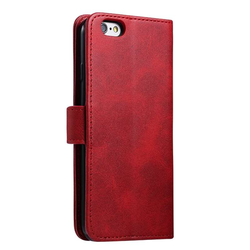 For iPhone 6 GUSSIM Magnetic Horizontal Flip Leather Case with Holder & Card Slots & & Wallet(Red)