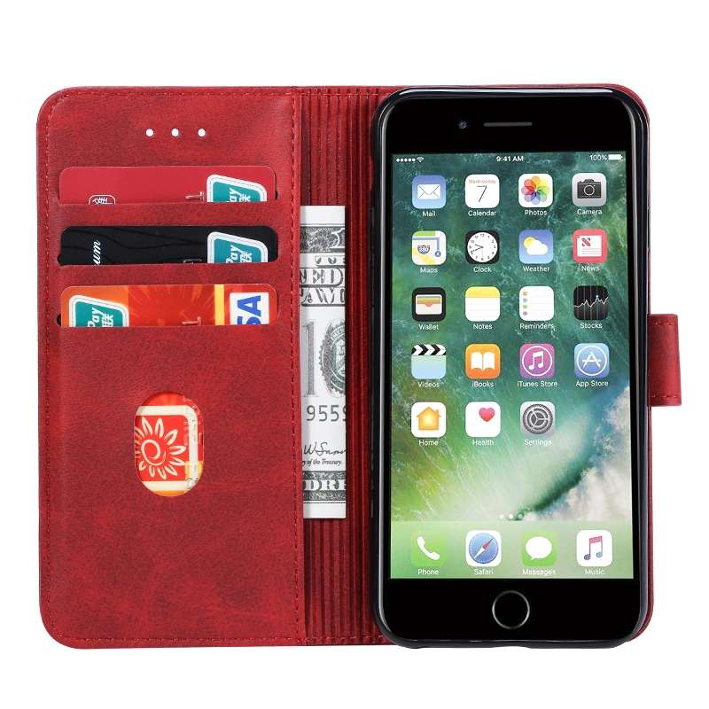 For iPhone 6 GUSSIM Magnetic Horizontal Flip Leather Case with Holder & Card Slots & & Wallet(Red)