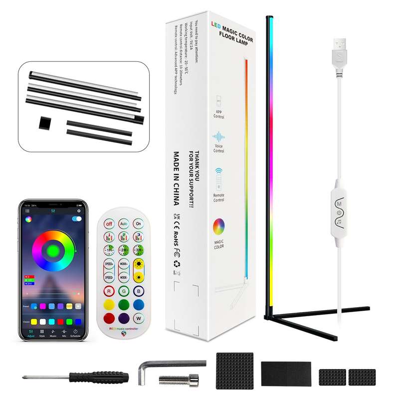 LED Symphony RGB Atmosphere Floor Light with Remote Control, Length:1.2m