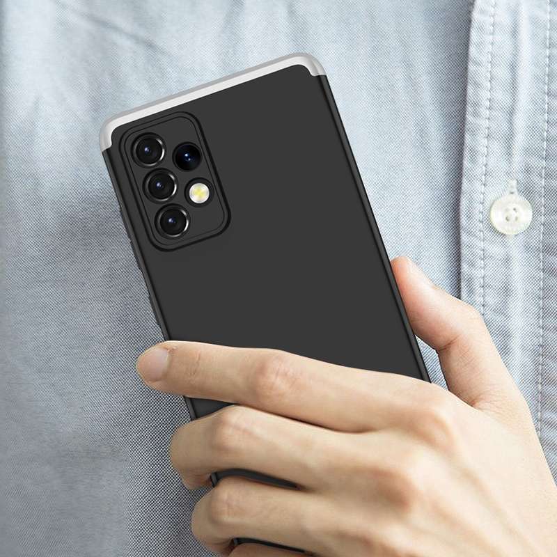 For Samsung Galaxy A52 5G / 4G GKK Three Stage Splicing Full Coverage PC Phone Case(Black Silver)