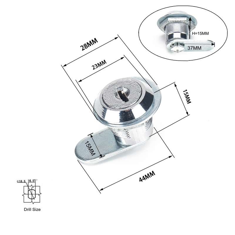 A2921-01 15mm Cylinder Drawer & Cabinet Lock Cam Locks