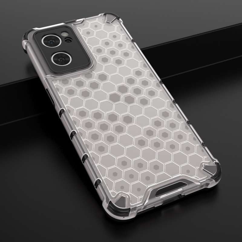 For OPPO Reno7 5G Honeycomb PC + TPU Phone Case(Black)