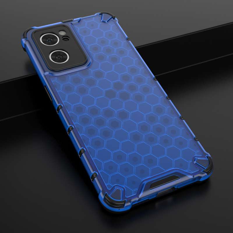 For OPPO Reno7 5G Honeycomb PC + TPU Phone Case(Black)
