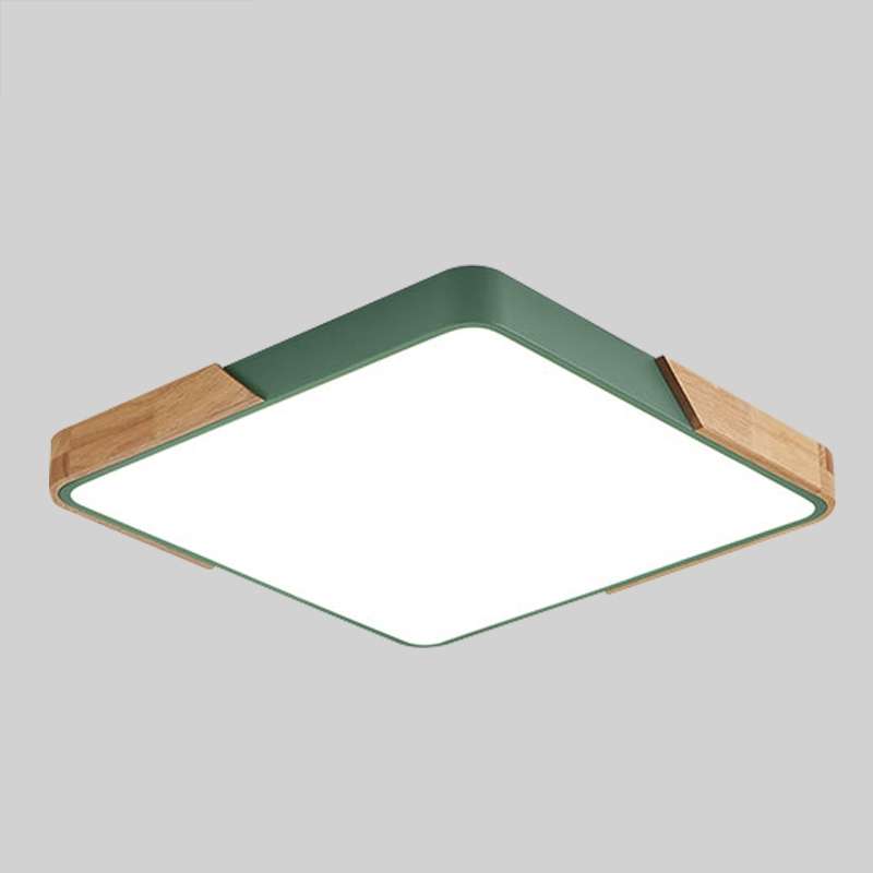 Wood Macaron LED Square Ceiling Lamp, 3-Colors Light, Size:30cm(Black)