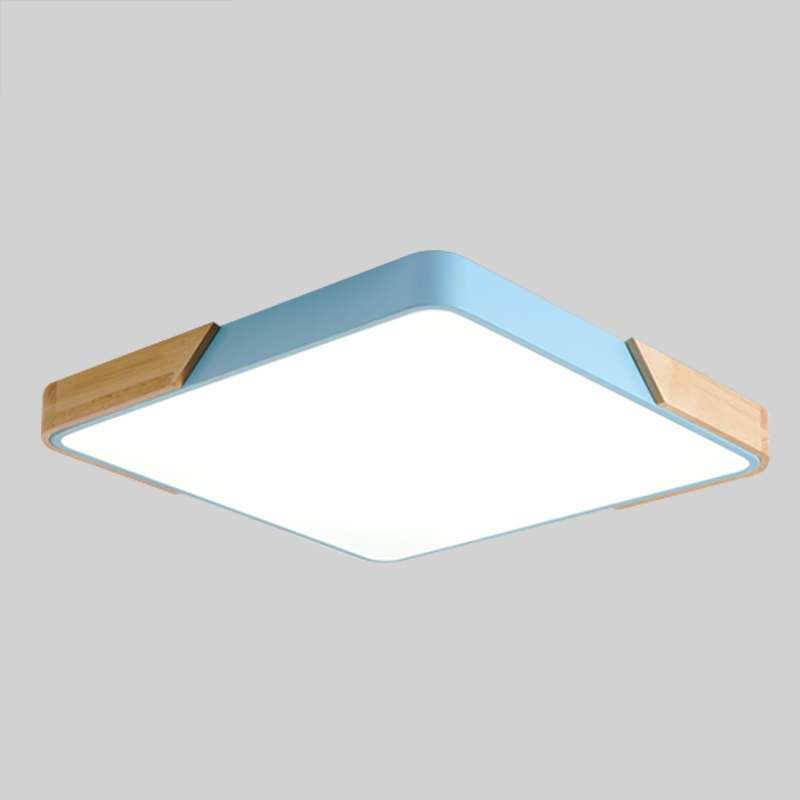 Wood Macaron LED Square Ceiling Lamp, 3-Colors Light, Size:30cm(Black)