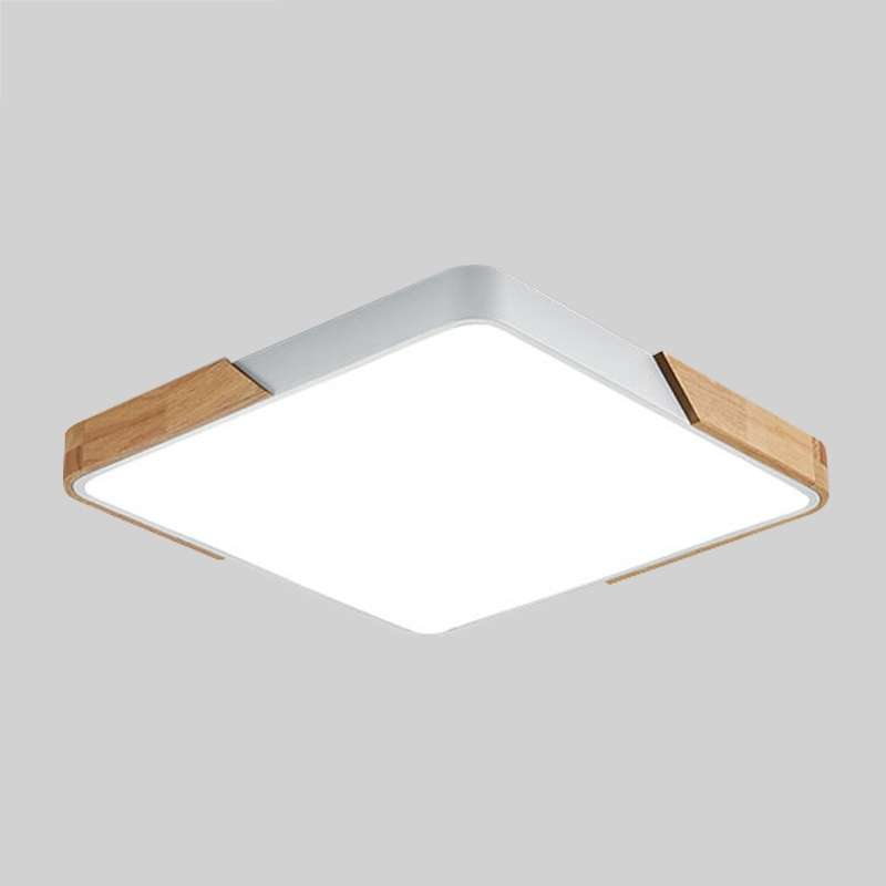 Wood Macaron LED Square Ceiling Lamp, 3-Colors Light, Size:30cm(Black)