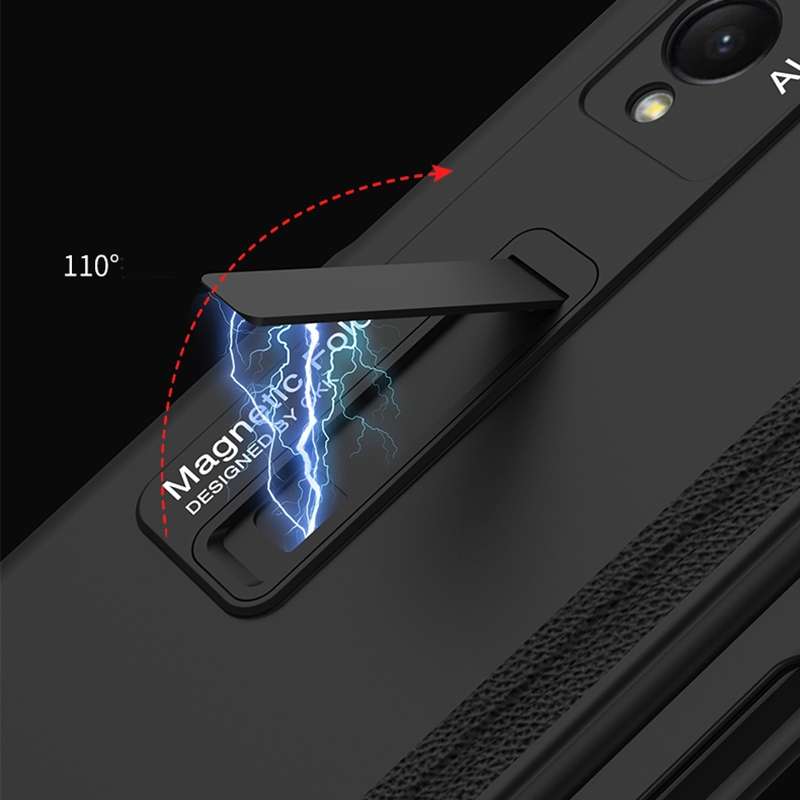 For Samsung Galaxy Z Fold3 5G GKK Magnetic Full Coverage Phone Flip Case with Pen Slot(Gold)