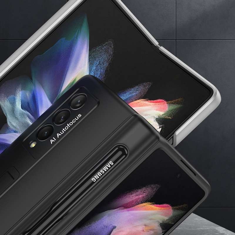 For Samsung Galaxy Z Fold3 5G GKK Magnetic Full Coverage Phone Flip Case with Pen Slot(Gold)