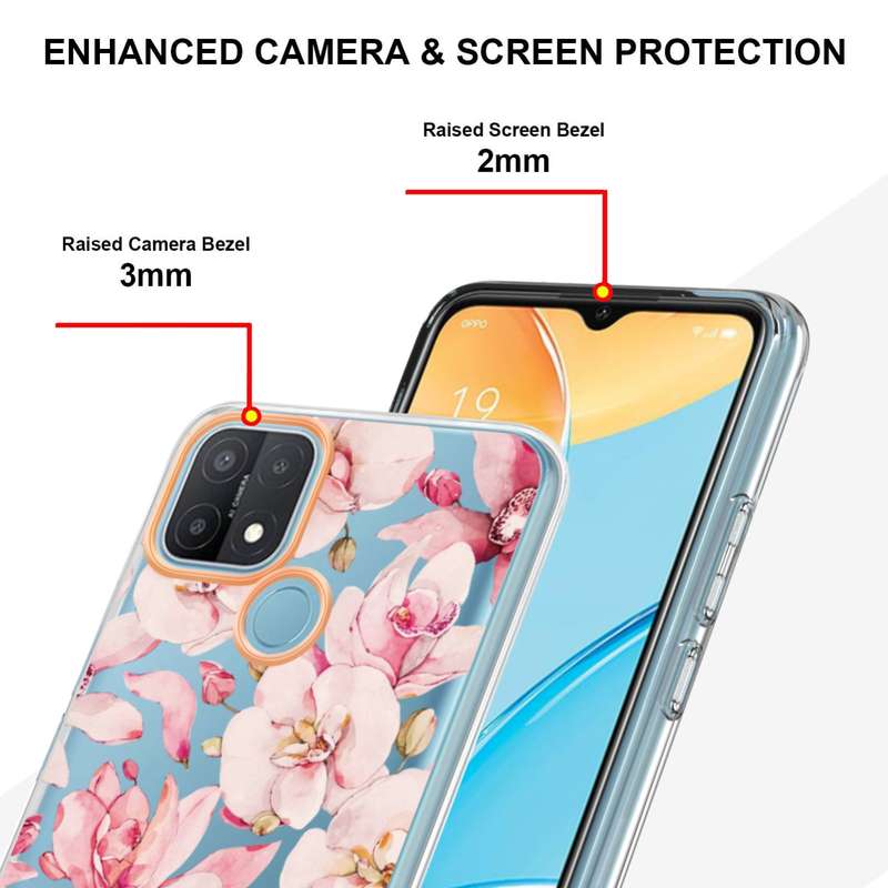 For OPPO A15 / A15S Flowers and Plants Series IMD TPU Phone Case(Orchid Peony)