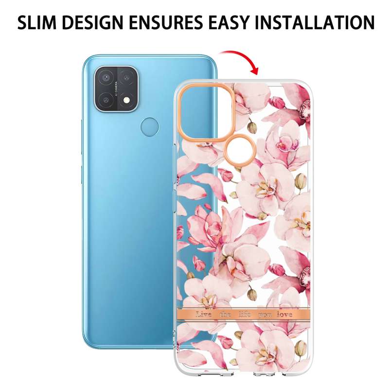 For OPPO A15 / A15S Flowers and Plants Series IMD TPU Phone Case(Orchid Peony)