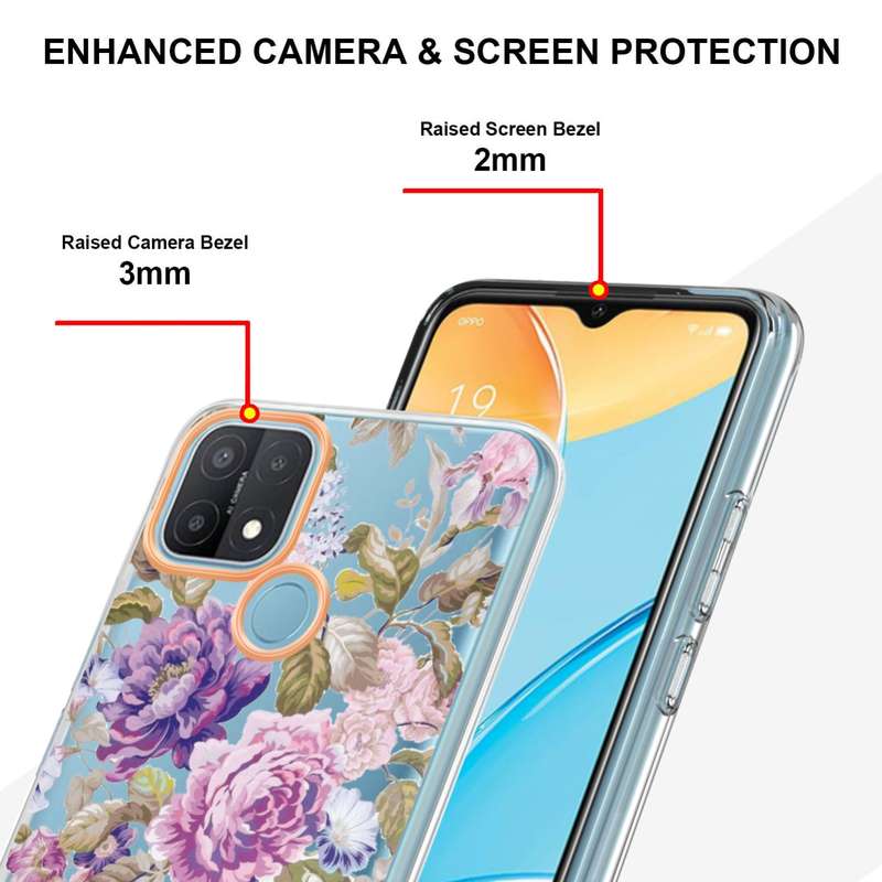 For OPPO A15 / A15S Flowers and Plants Series IMD TPU Phone Case(Orchid Peony)