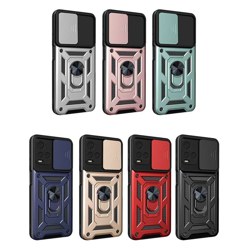 For vivo Y21s Sliding Camera Cover TPU+PC Phone Case(Black)