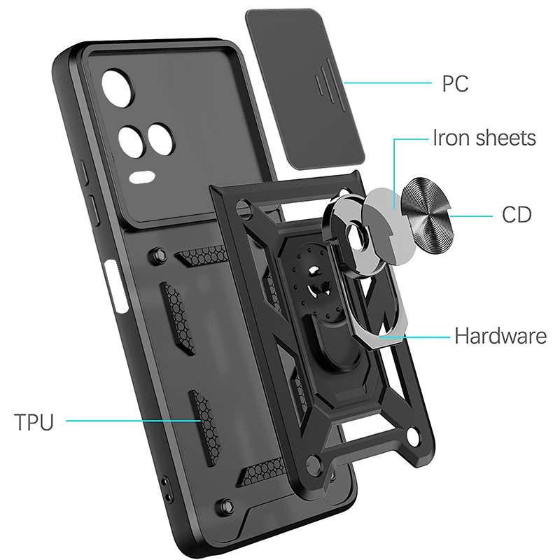 For vivo Y21s Sliding Camera Cover TPU+PC Phone Case(Black)