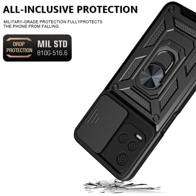 For vivo Y21s Sliding Camera Cover TPU+PC Phone Case(Black)